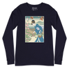 Geisha Gardening Japanese Ukiyo-e Unisex Long Sleeve Tee 3 - Navy / S