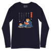 Cat Reading Books Japanese Ukiyo-e Unisex Long Sleeve Tee 2 - Navy / S