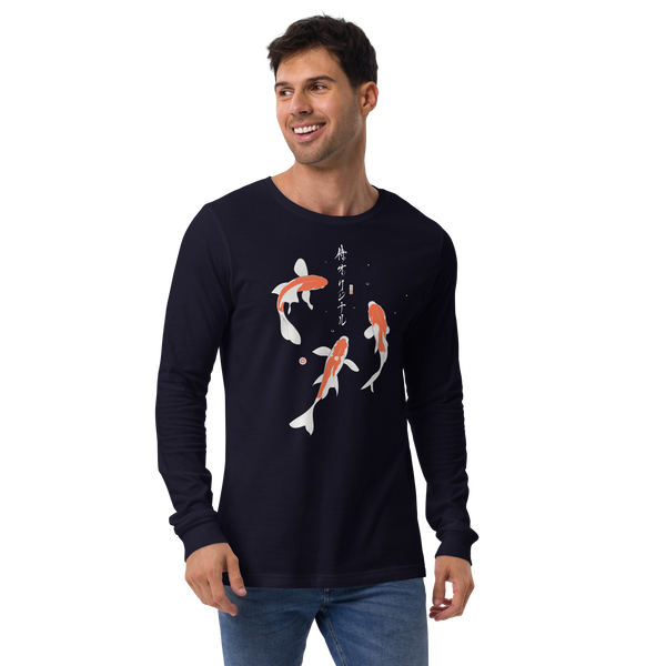 Koi Fish Japanese Ukiyo-e Unisex Long Sleeve Tee 2