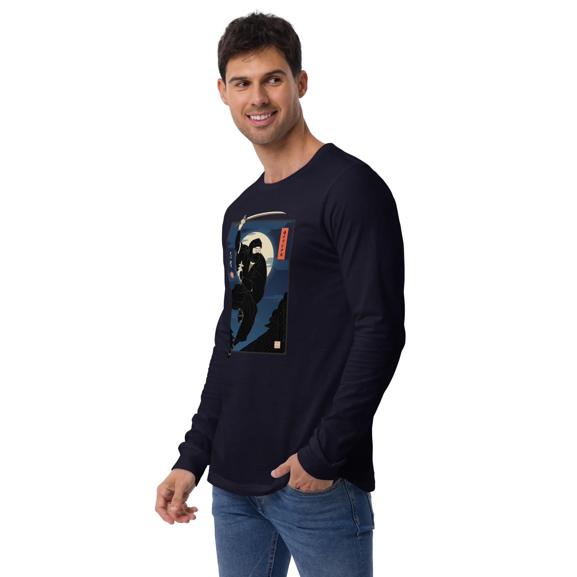 Ninja Japanese Ukiyo-e Unisex Long Sleeve Tee - Samurai Original