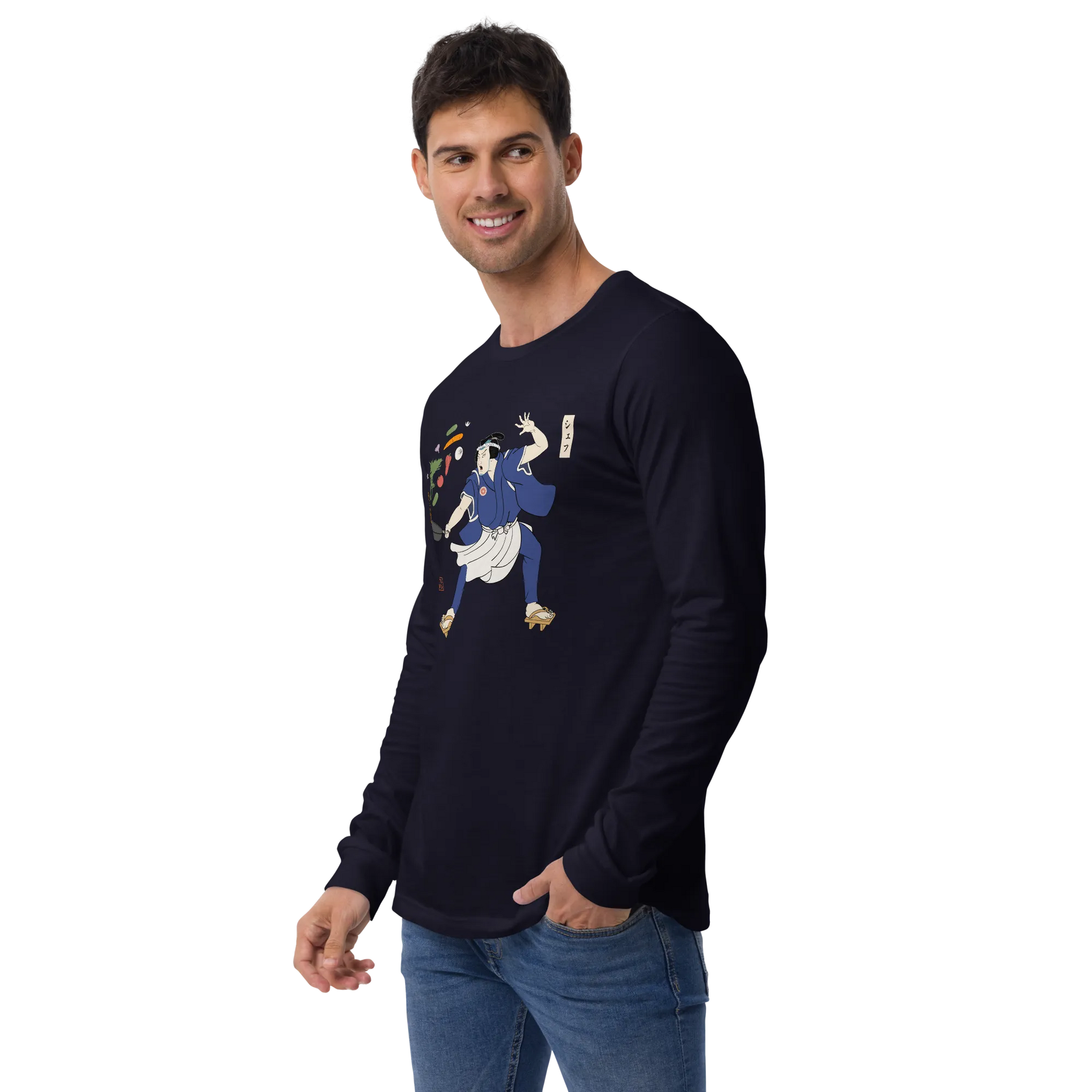 Samurai Chef Japanese Ukiyo-e Unisex Long Sleeve Tee - Samurai Original