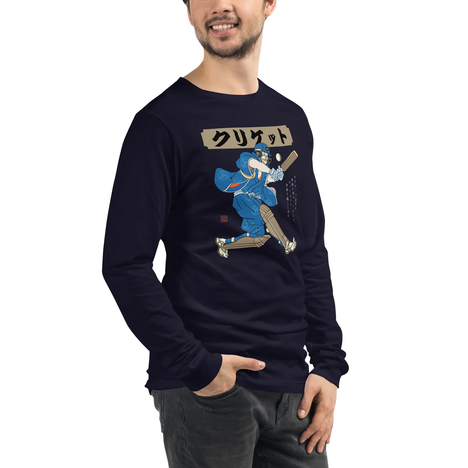 Samurai Cricket Japanese Ukiyo-e Unisex Long Sleeve Tee - Samurai Original