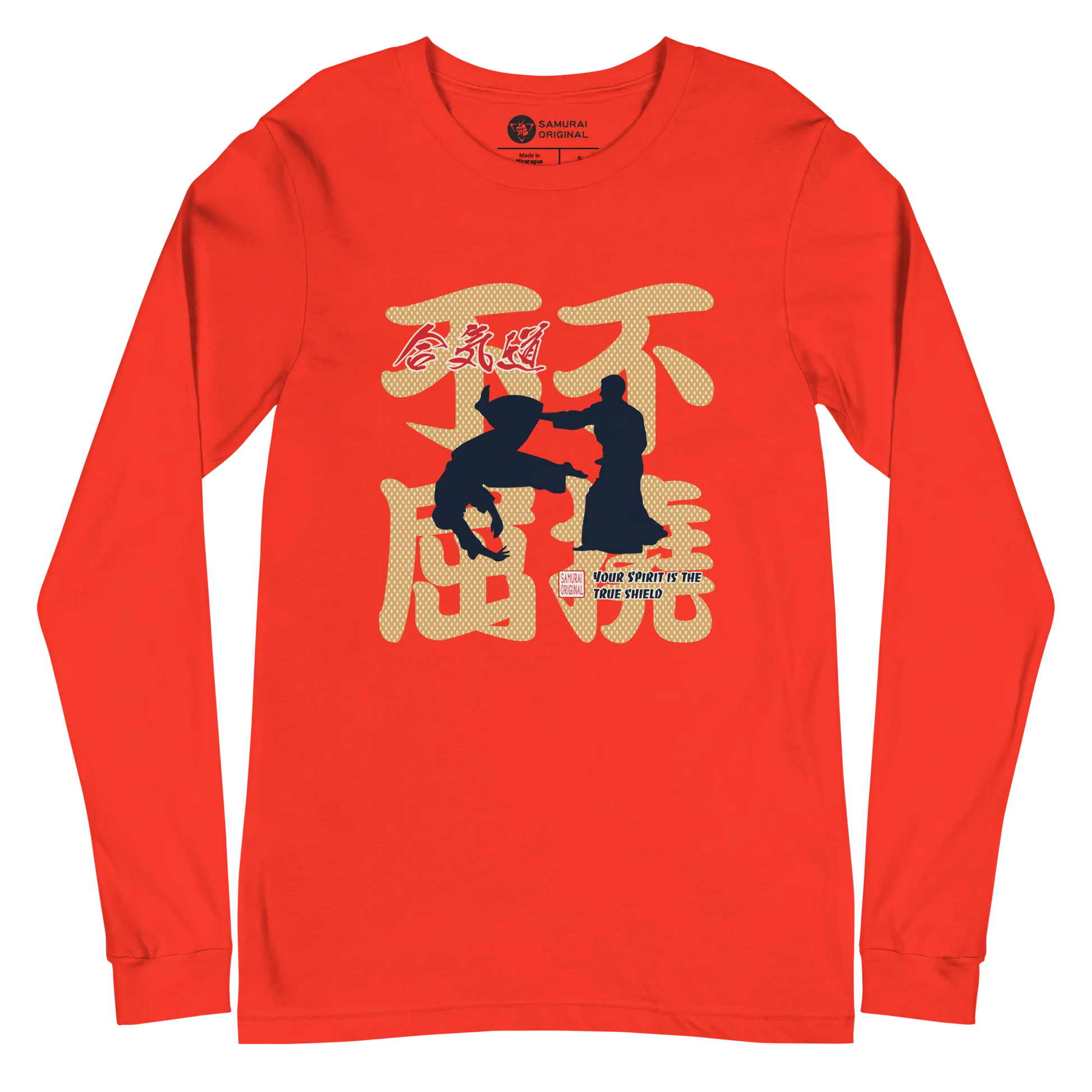 Aikido Japanese Ukiyo-e Unisex Long Sleeve Tee - Poppy / S