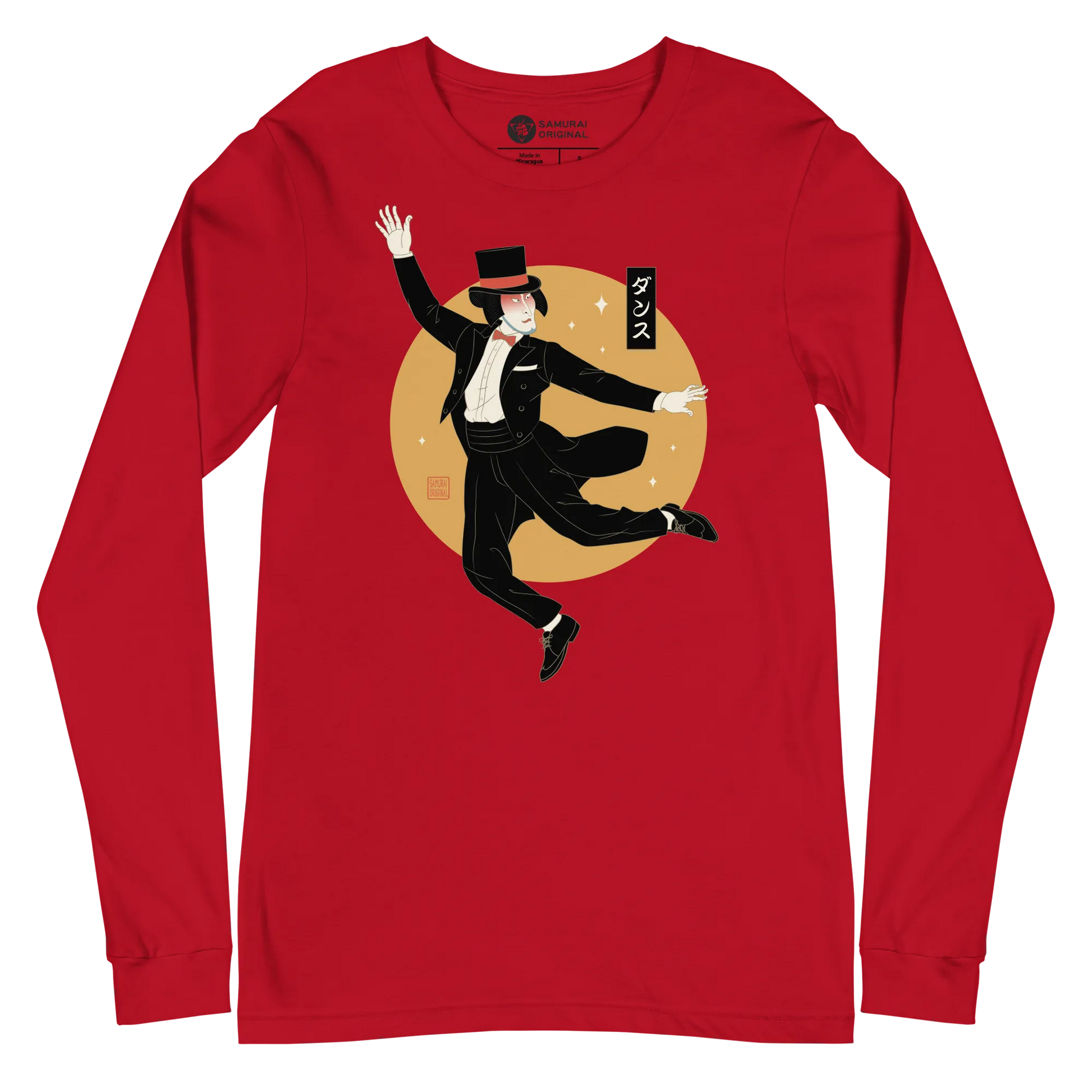 Samurai Dancing ukiyo-e Japanese Unisex Long Sleeve Tee - Samurai Original