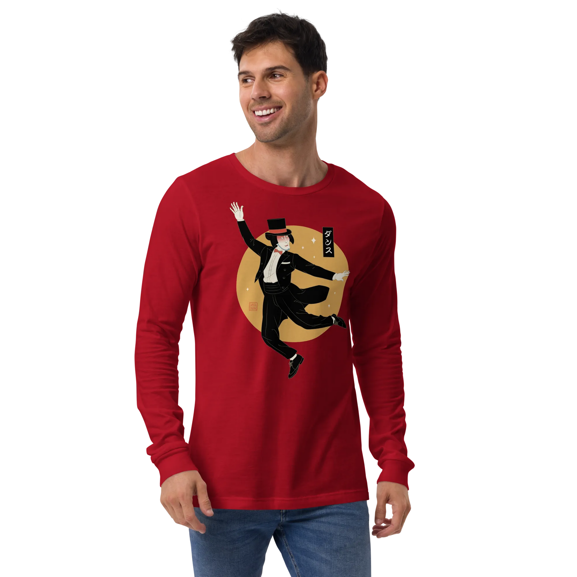 Samurai Dancing ukiyo-e Japanese Unisex Long Sleeve Tee - Samurai Original