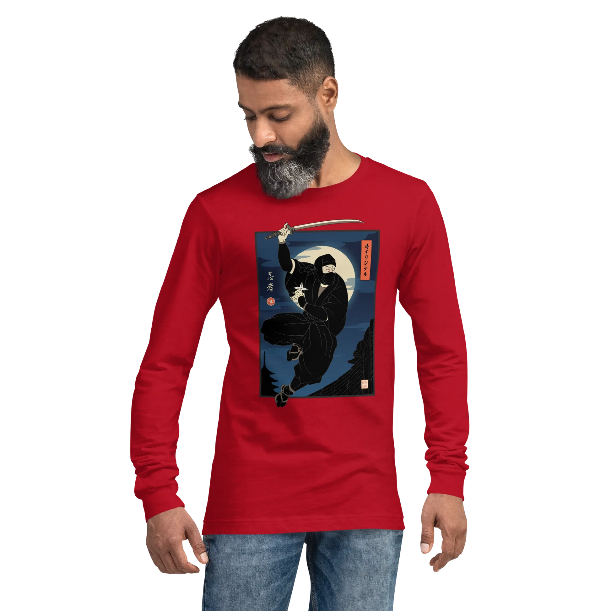 Ninja Japanese Ukiyo-e Unisex Long Sleeve Tee - Samurai Original