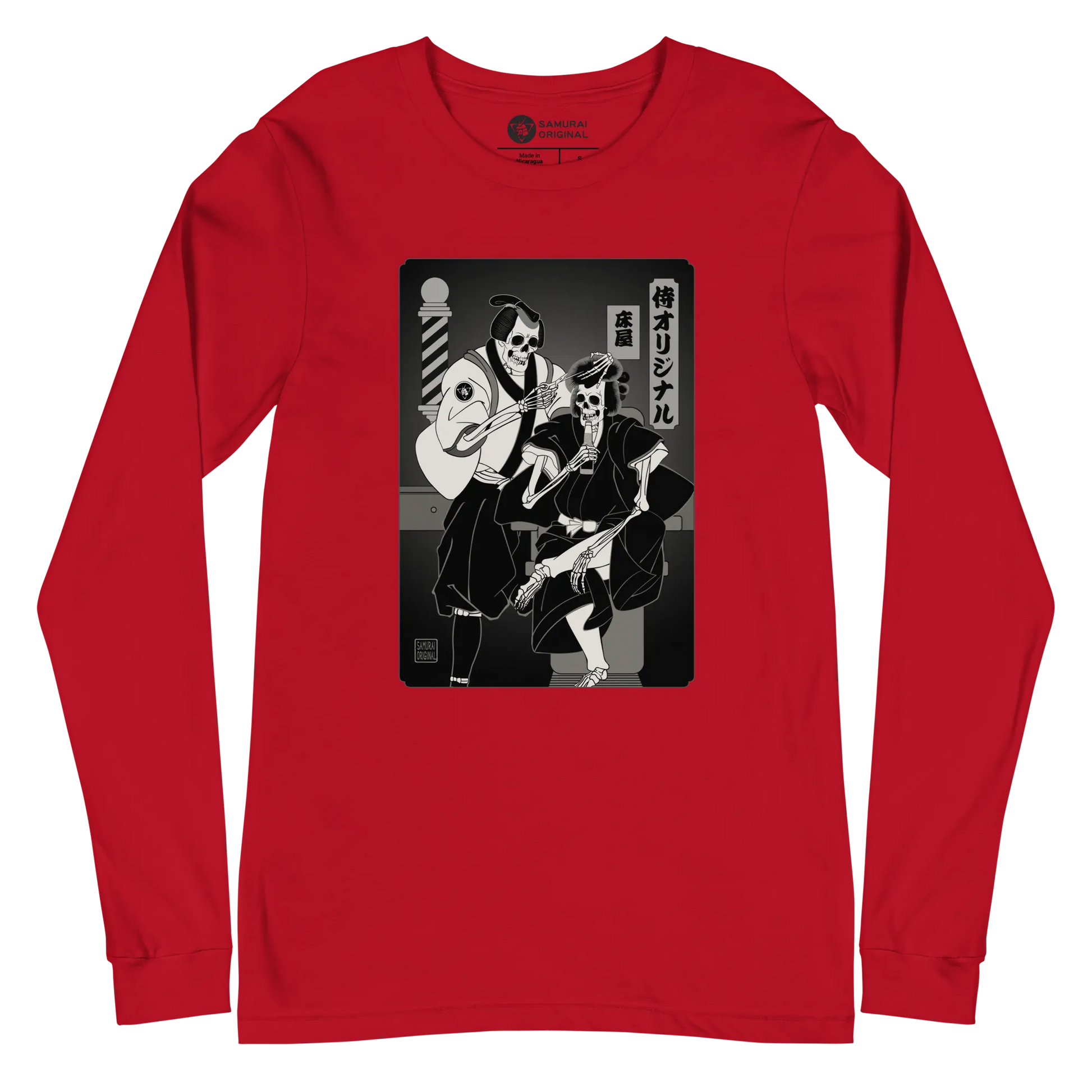 Samurai Barber Japanese Ukiyo-e Unisex Long Sleeve Tee - Samurai Original