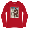 Samurai Hunts Sasquatch Japanese Ukiyo-e Unisex Long Sleeve Tee - Red / S