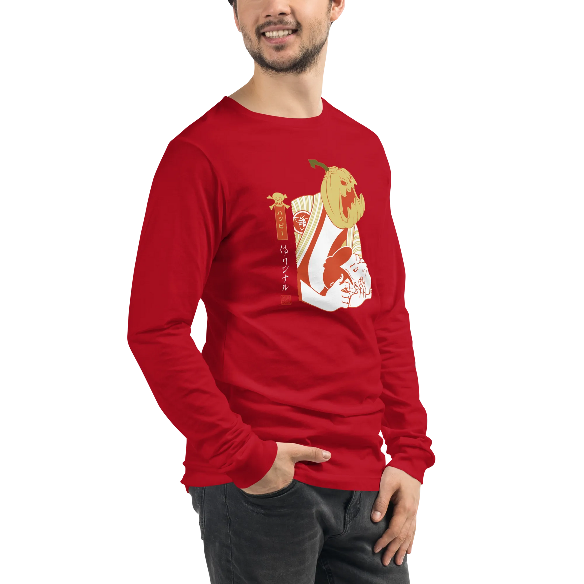 Halloween Pumpkin Japanese Ukiyo-e Unisex Long Sleeve Tee -