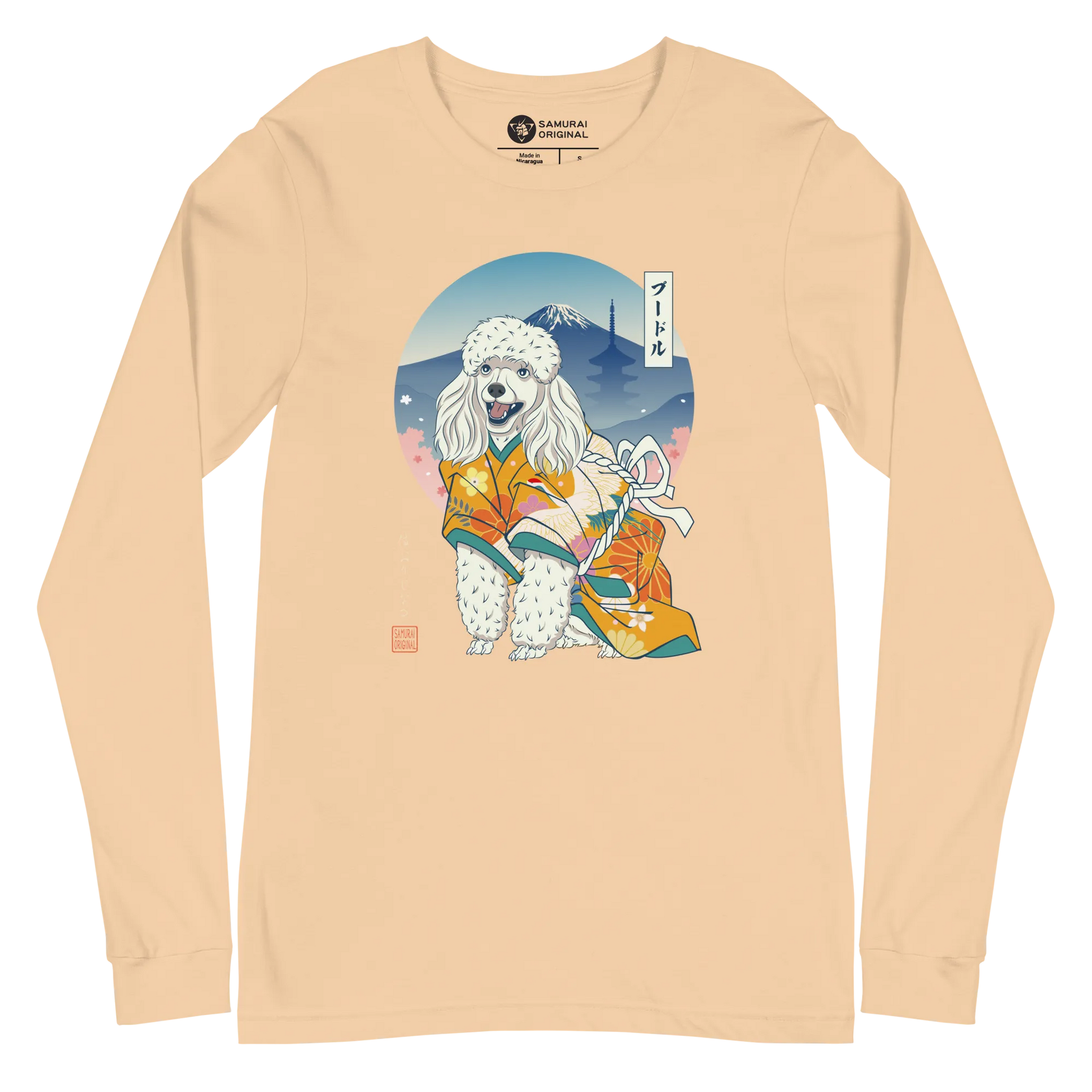 Poodle Dog Japanese Ukiyo-e Unisex Long Sleeve Tee - Samurai Original