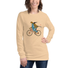 Onna Musha Riding Bicycle Japanese Ukiyo-e Unisex Long Sleeve Tee - Samurai Original