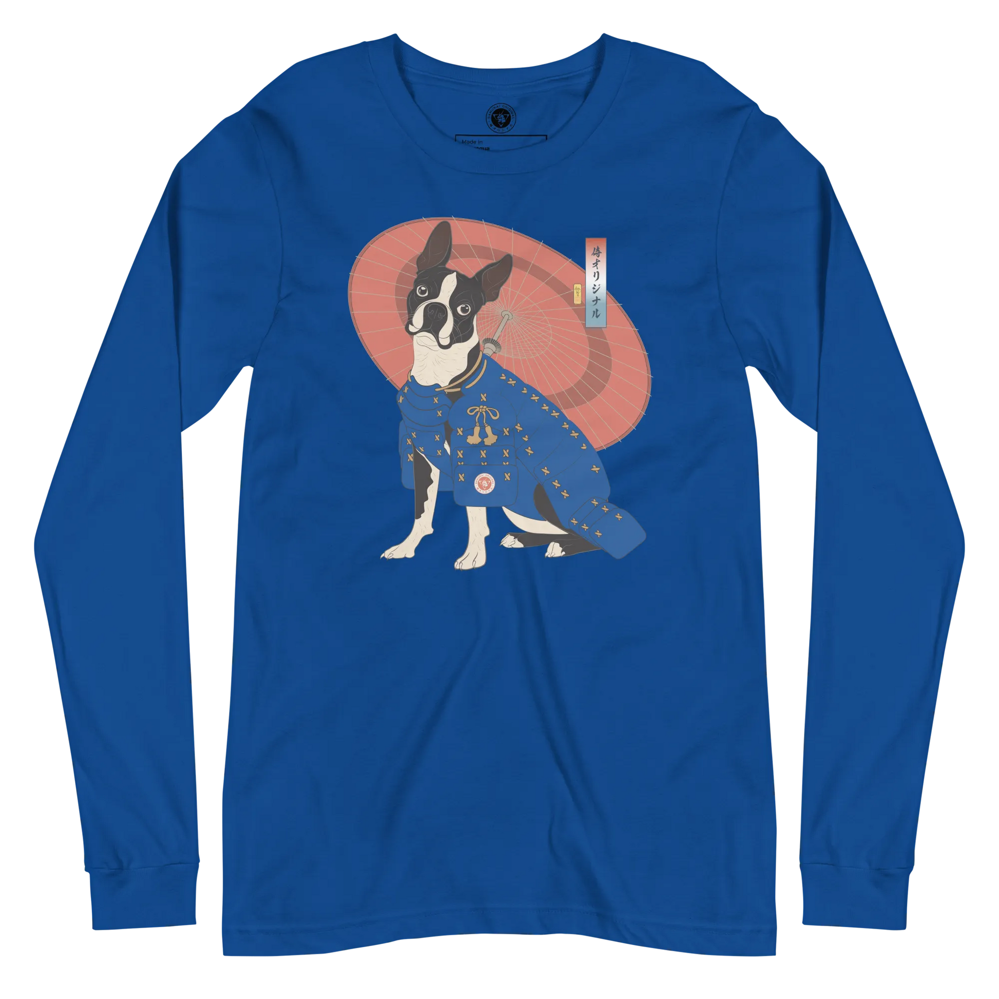 Boston Terrier Funny Dog Japanese Ukiyo-e Unisex Long Sleeve Tee 2 - True Royal / S