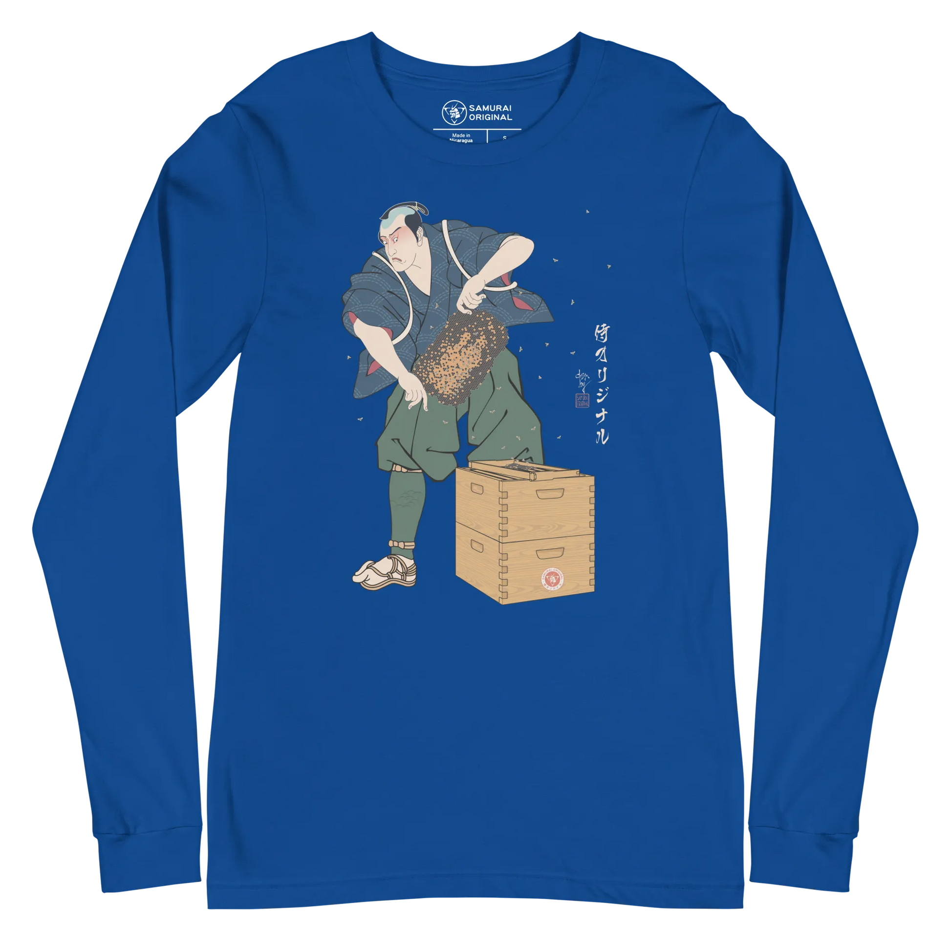 Samurai Beekeepers Ukiyo-e Unisex Long Sleeve Tee - True Royal / S