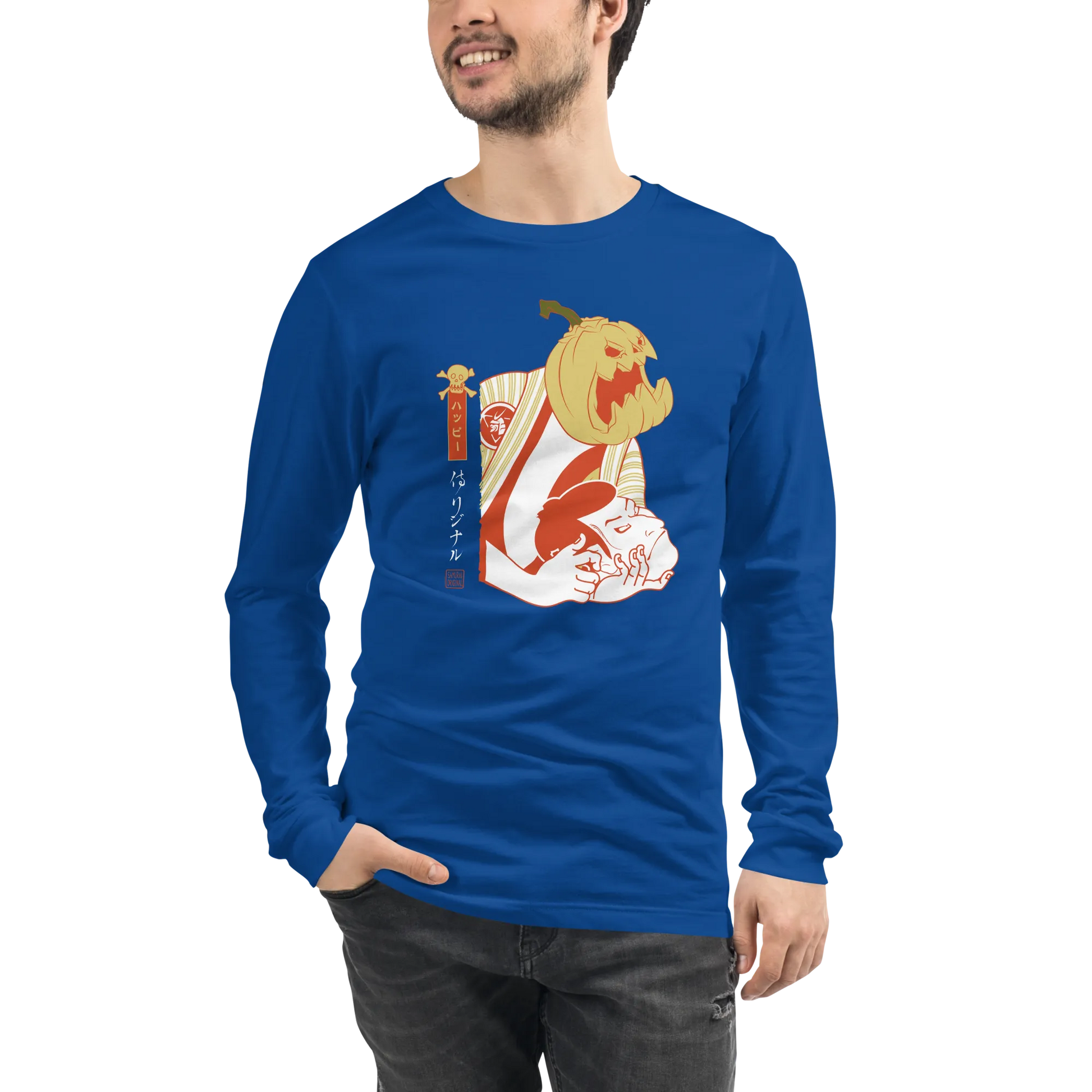 Halloween Pumpkin Japanese Ukiyo-e Unisex Long Sleeve Tee -