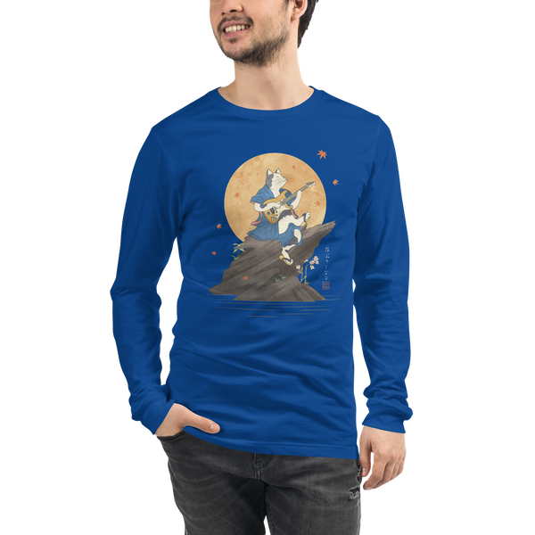 Cat Playing Guitar Japanese Ukiyo-e Long Sleeve Tee 2 -