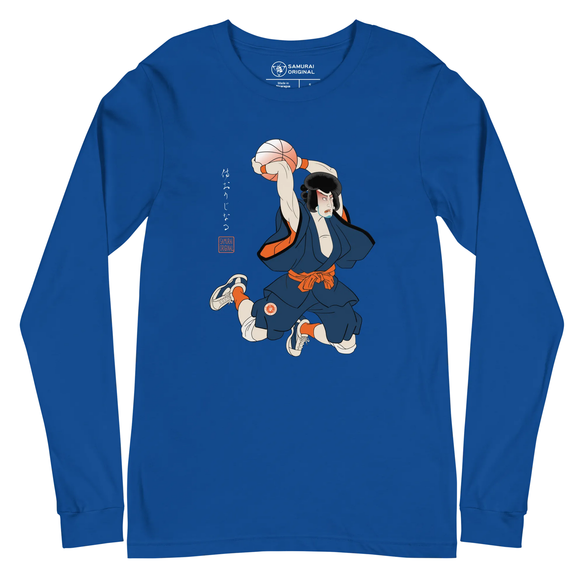 Samurai Basketball Japanese Ukiyo-e Unisex Long Sleeve Tee 5 - Samurai Original