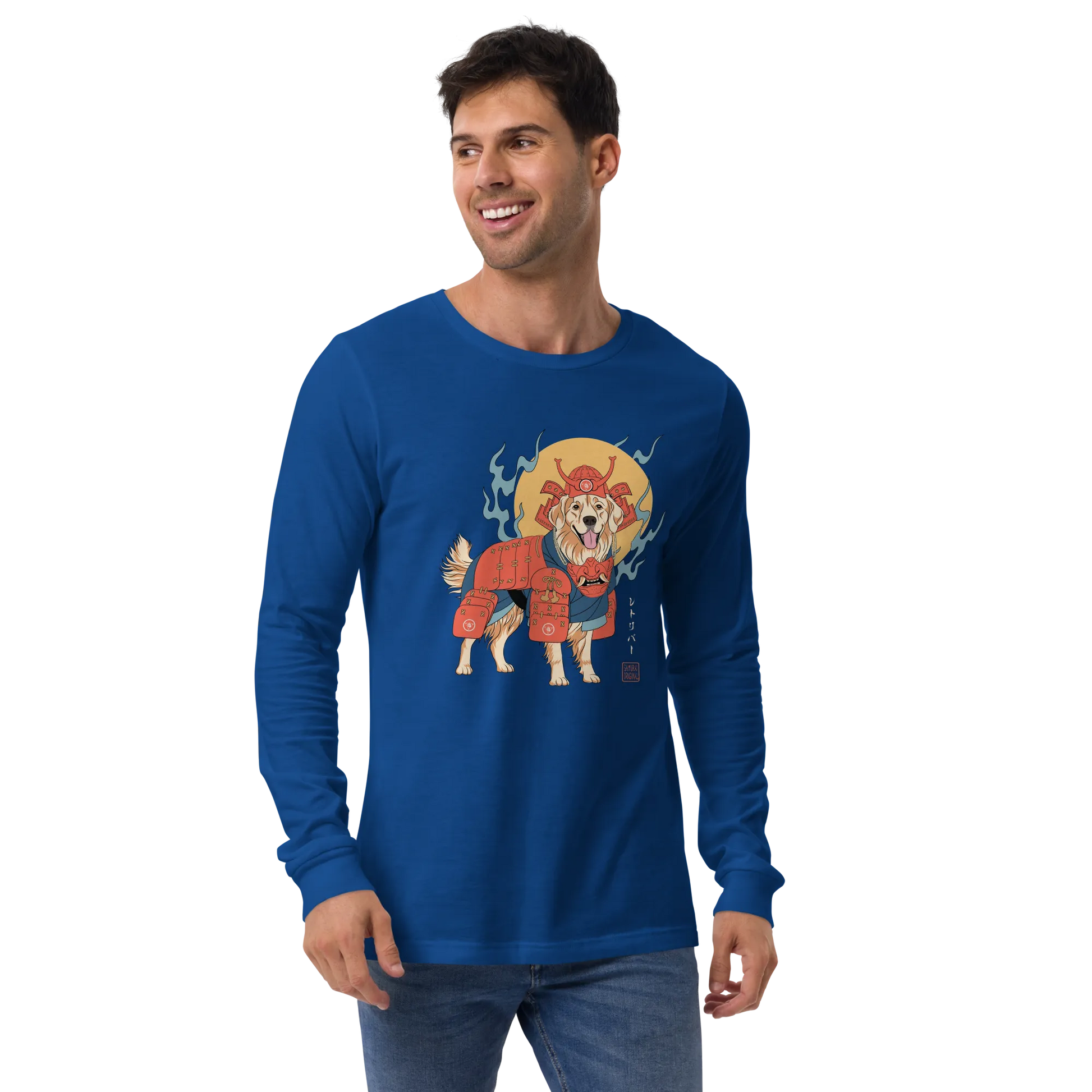 Golden Retriever Japanese Ukiyo-e Unisex Long Sleeve Tee -