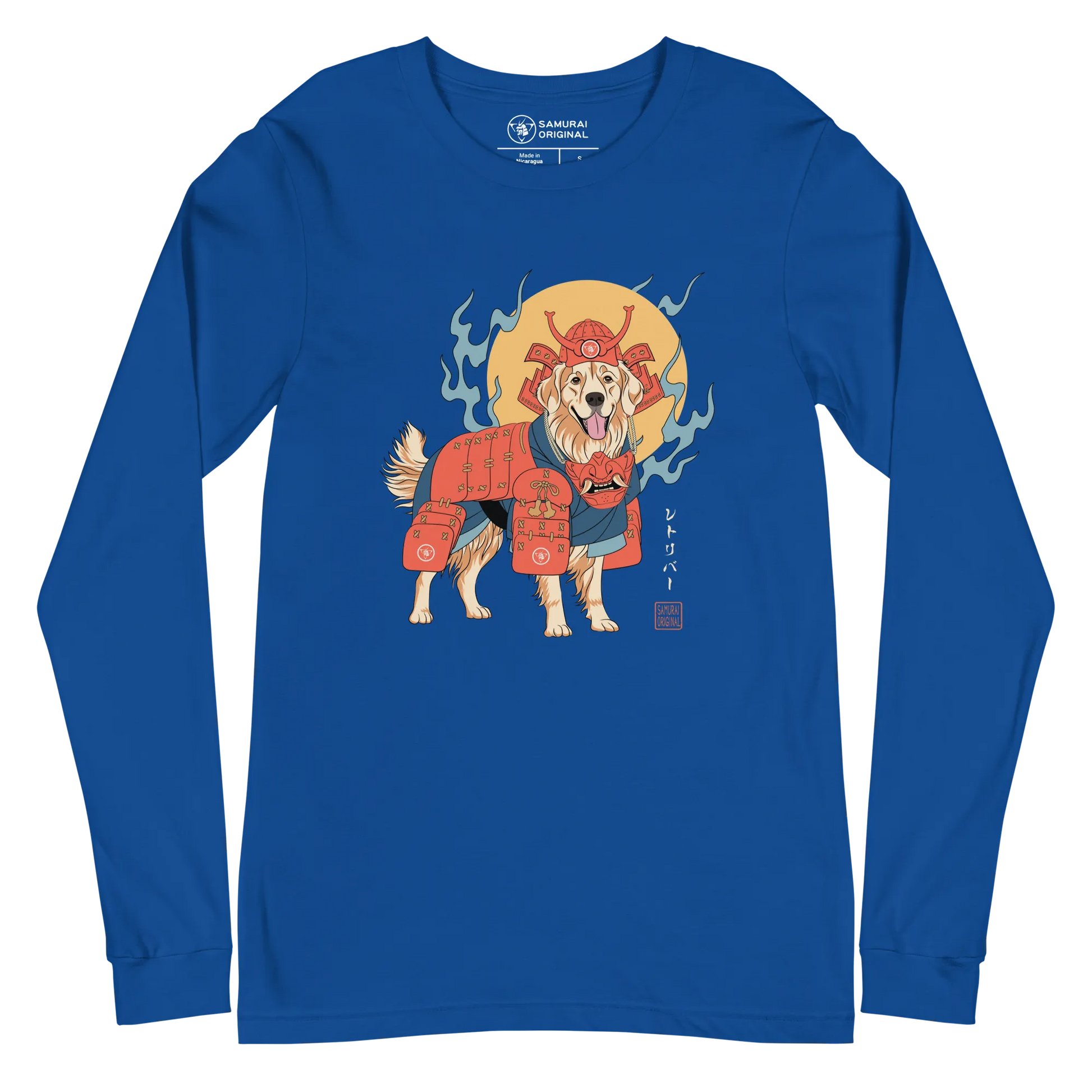 Golden Retriever Japanese Ukiyo-e Unisex Long Sleeve Tee - True Royal / S