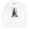 Female Samurai Sumi-e Japanese Ink Unisex Long Sleeve Tee - White / S