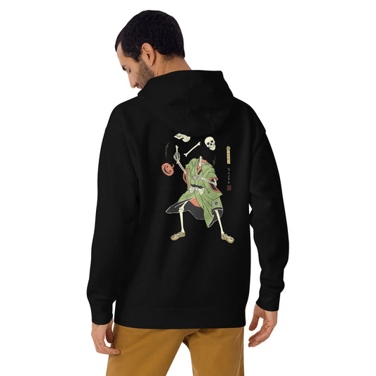 Halloween Samurai Skeleton Juggling Japanese Ukiyo-e Unisex Hoodie -