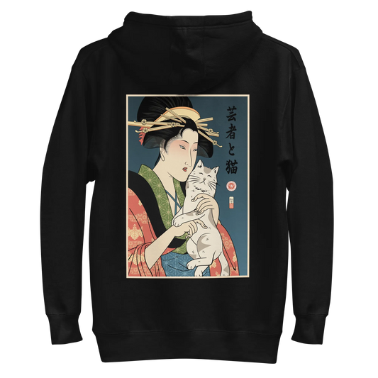 Geisha and Cat 1 Ukiyo-e Unisex Hoodie