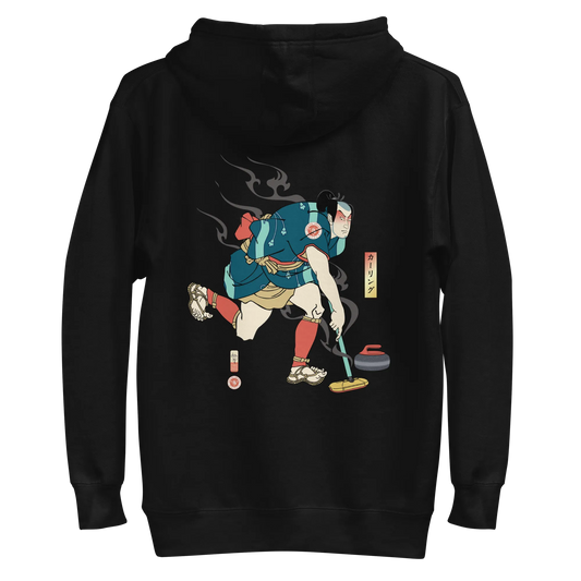 Samurai Play Curling Ukiyo-e Unisex Hoodie