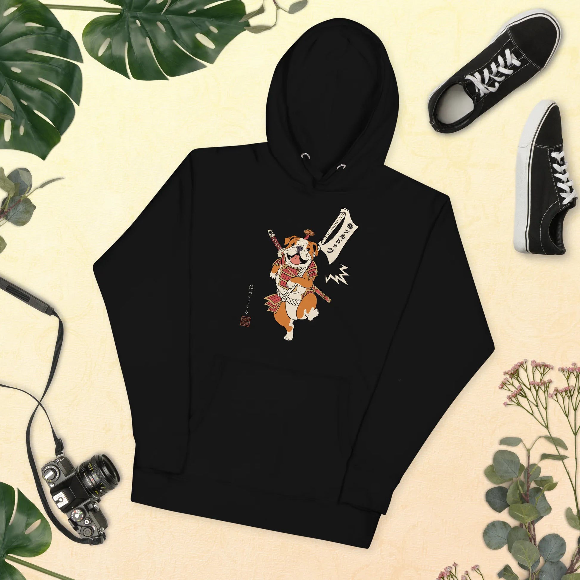 Samurai Bulldog Japanese Ukiyo-e Unisex Hoodie 2 - Samurai Original