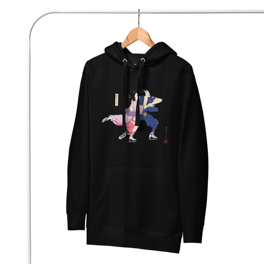 Samurai & Geisha Figure Skating Japanese Ukiyo-e Unisex Hoodie - Samurai Original