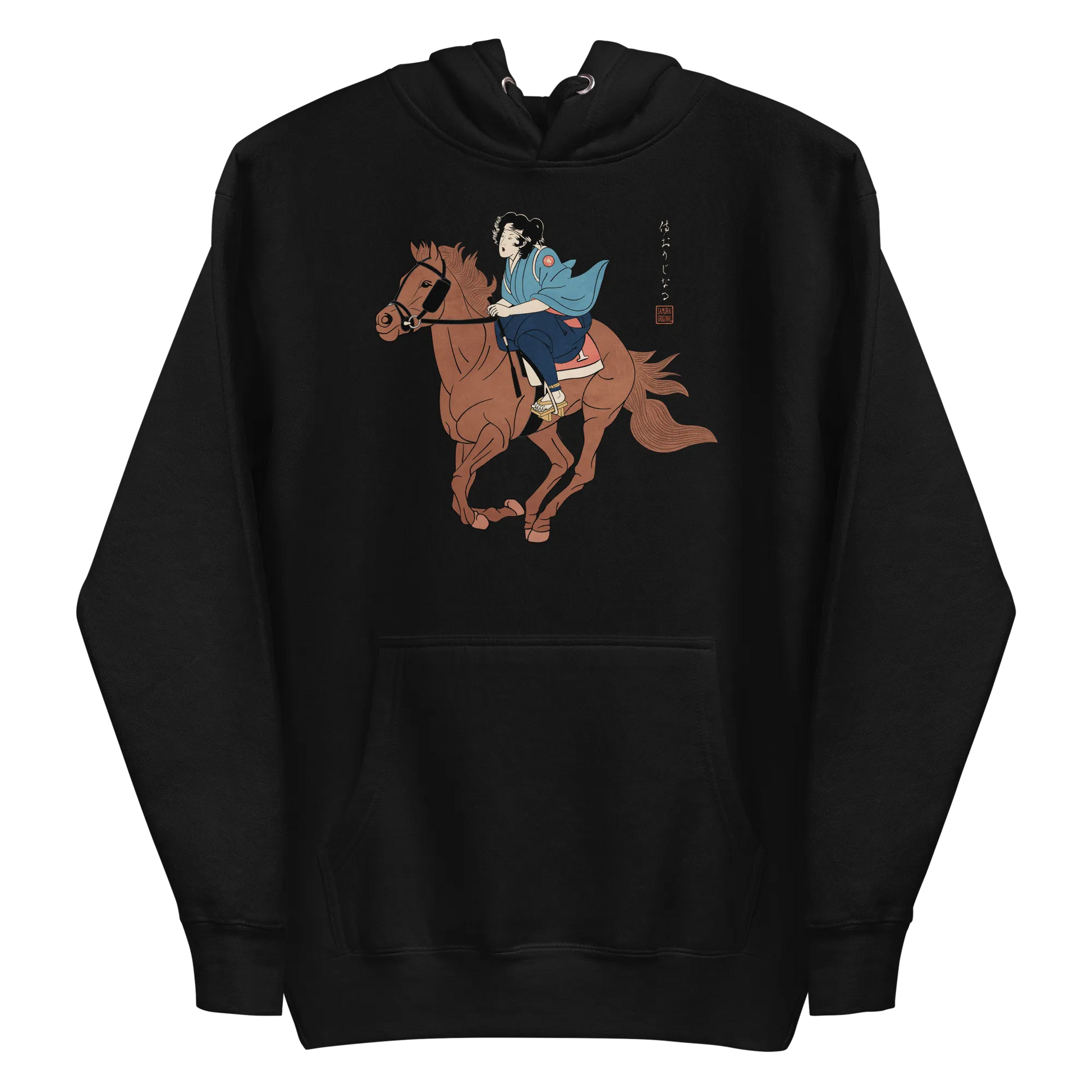 Onna Bugeisha Riding Horse Japanese Ukiyo-e Unisex Hoodie - Samurai Original