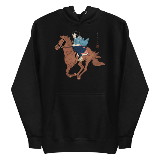 Onna Bugeisha Riding Horse Japanese Ukiyo-e Unisex Hoodie - Samurai Original