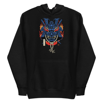 Samurai Mask with Fiery Eyes Ukiyo-e Unisex Hoodie