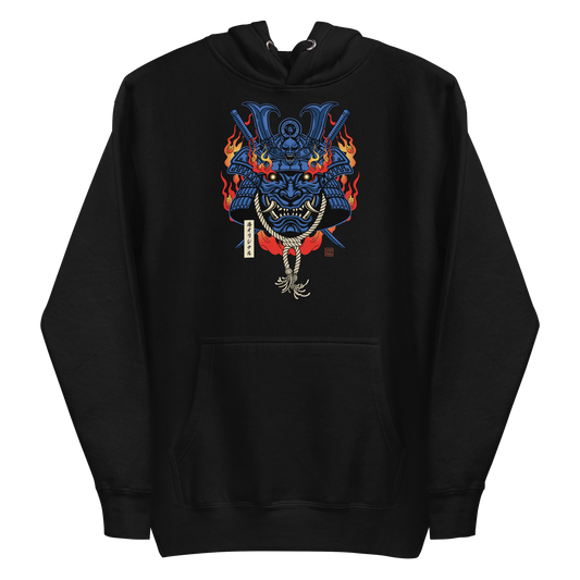 Samurai Mask with Fiery Eyes Ukiyo-e Unisex Hoodie