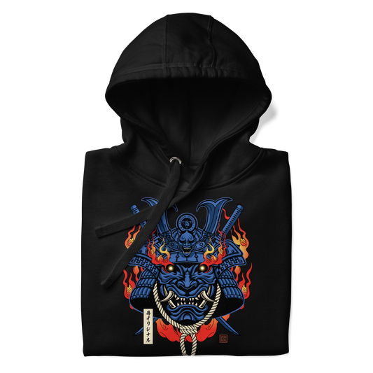 Samurai Mask with Fiery Eyes Ukiyo-e Unisex Hoodie