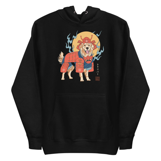 Golden Retriever Japanese Ukiyo-e Unisex Hoodie - Black / S