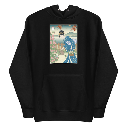 Geisha Gardening Japanese Ukiyo-e Unisex Hoodie 3 - Black / S