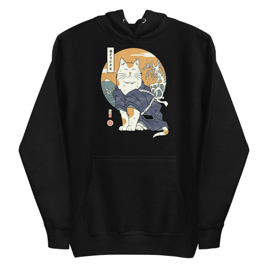 Cat Samurai Ukiyo-e Funny Unisex Hoodie