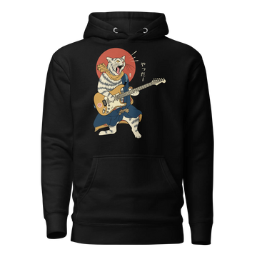 Cat Playing Guitar Ukiyo-e Unisex Hoodie