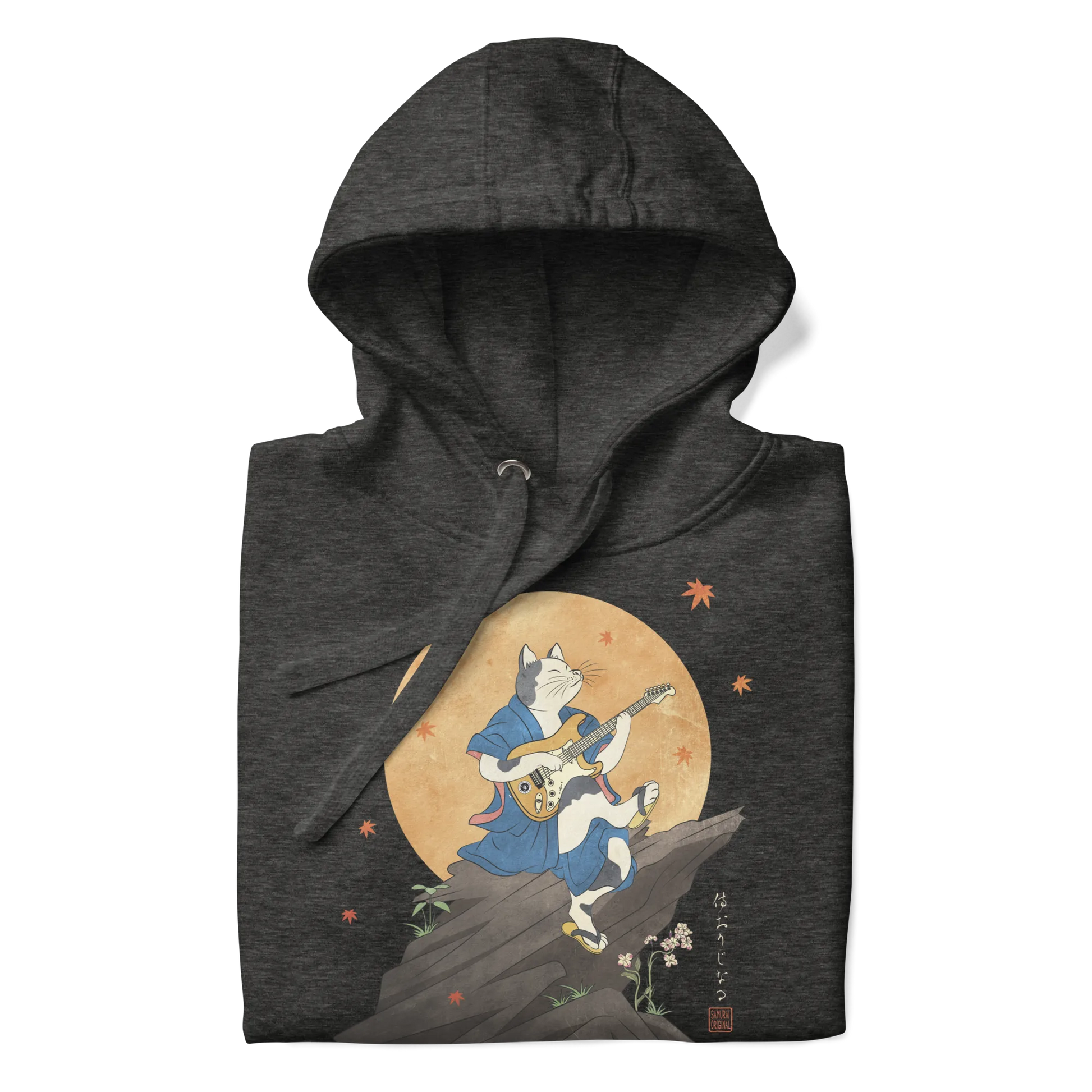 Cat Playing Guitar Japanese Ukiyo-e Unisex Hoodie 2 -