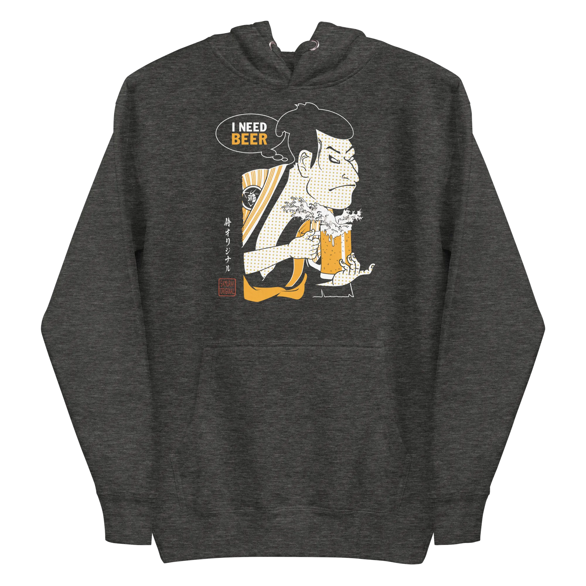 Samurai and Beer I Need Beer Japanese Ukiyo-e Unisex Hoodie - Samurai Original