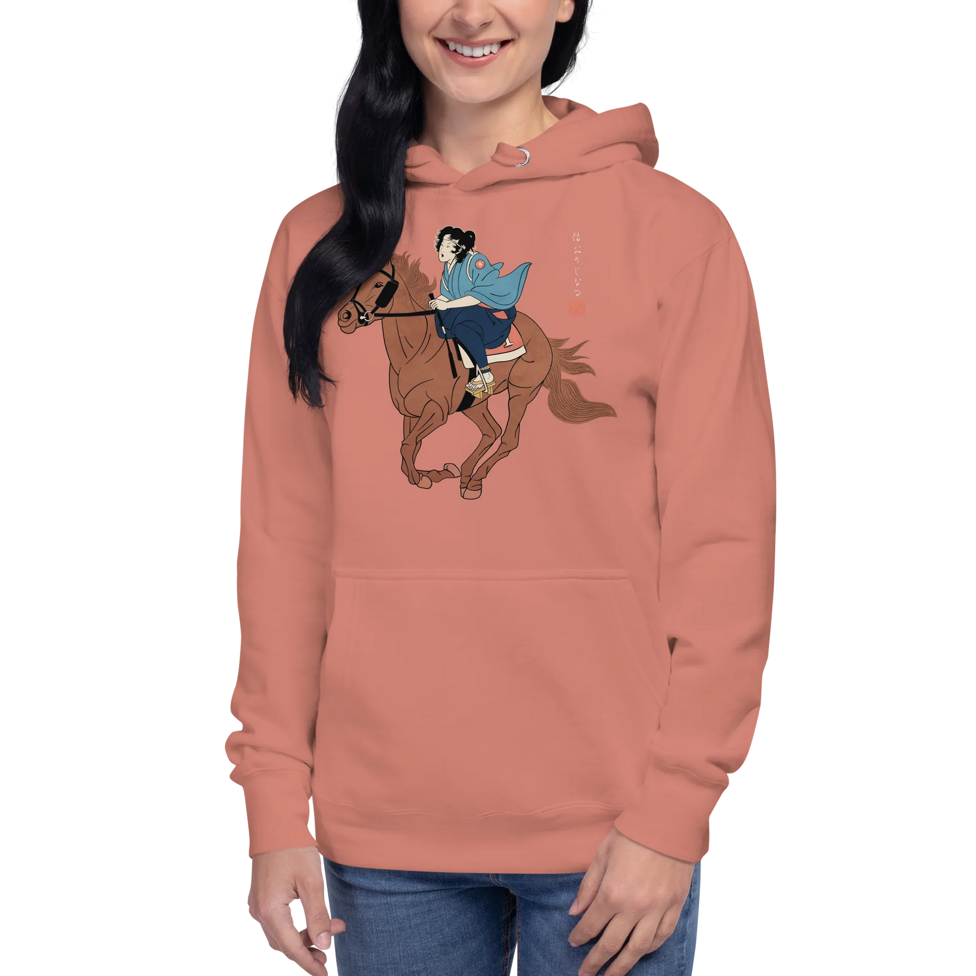 Onna Bugeisha Riding Horse Japanese Ukiyo-e Unisex Hoodie - Samurai Original