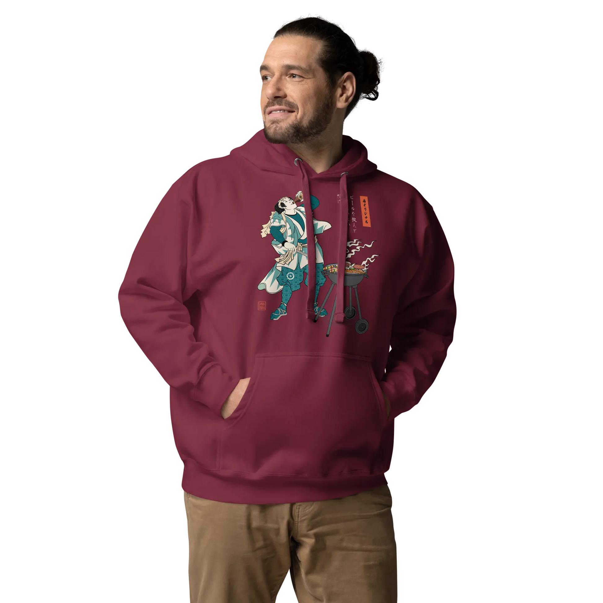 Samurai Beer and BBQ Japanese Ukiyo-e Unisex Hoodie -