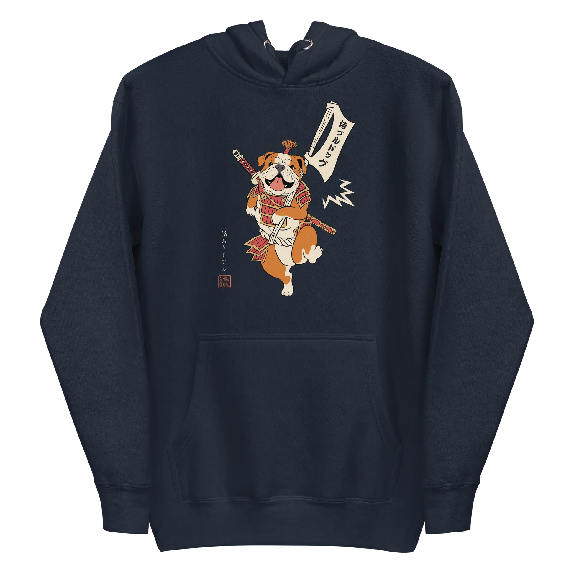 Samurai Bulldog Japanese Ukiyo-e Unisex Hoodie 2 - Samurai Original