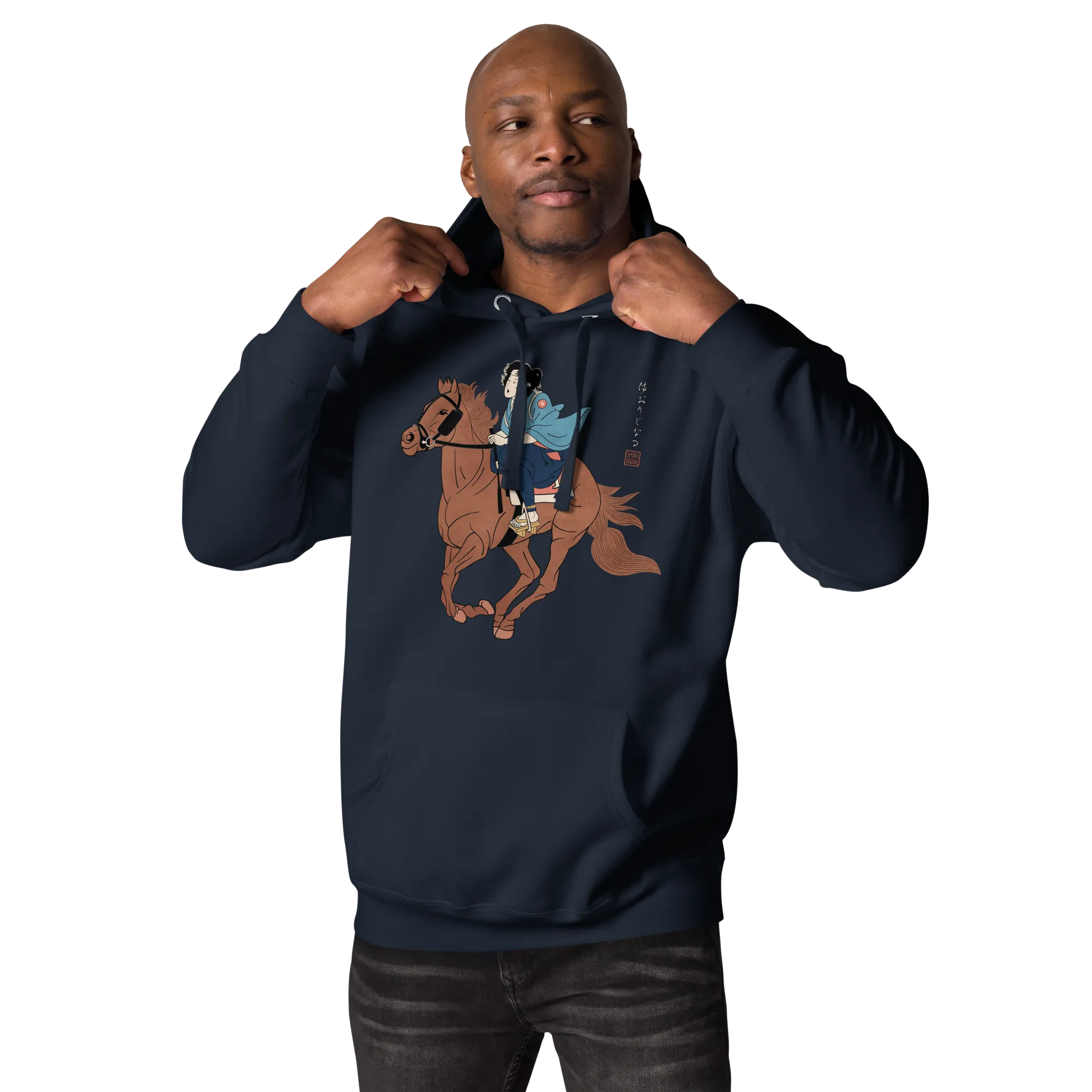 Onna Bugeisha Riding Horse Japanese Ukiyo-e Unisex Hoodie - Samurai Original