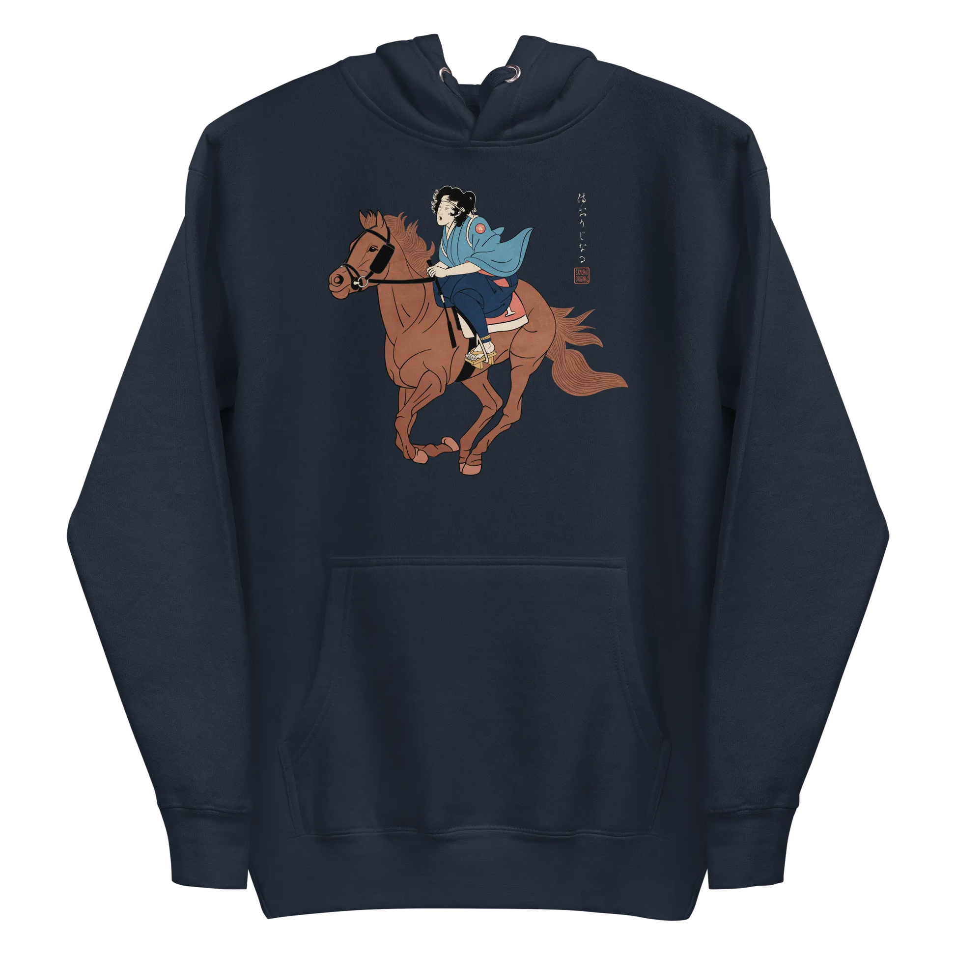 Onna Bugeisha Riding Horse Japanese Ukiyo-e Unisex Hoodie - Samurai Original