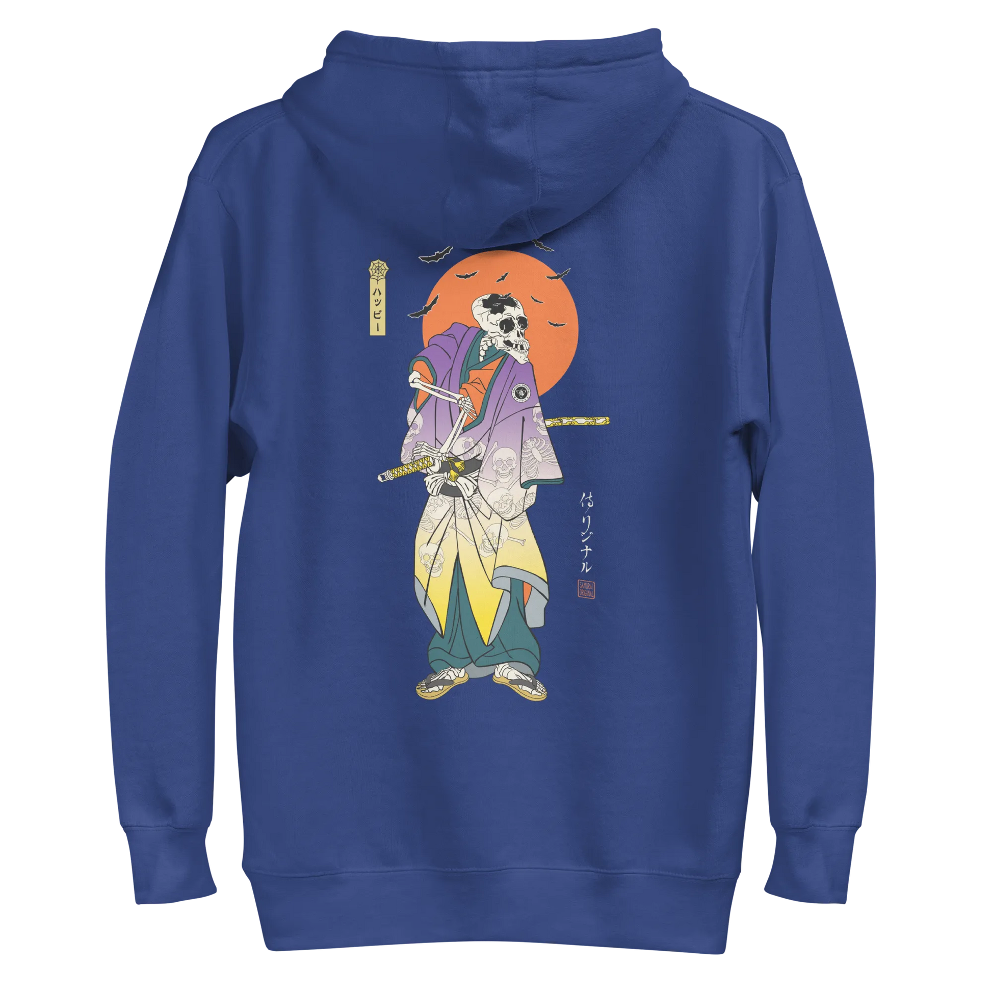 Halloween Samurai Skeleton Japanese Ukiyo-e Unisex Hoodie - Team Royal / S