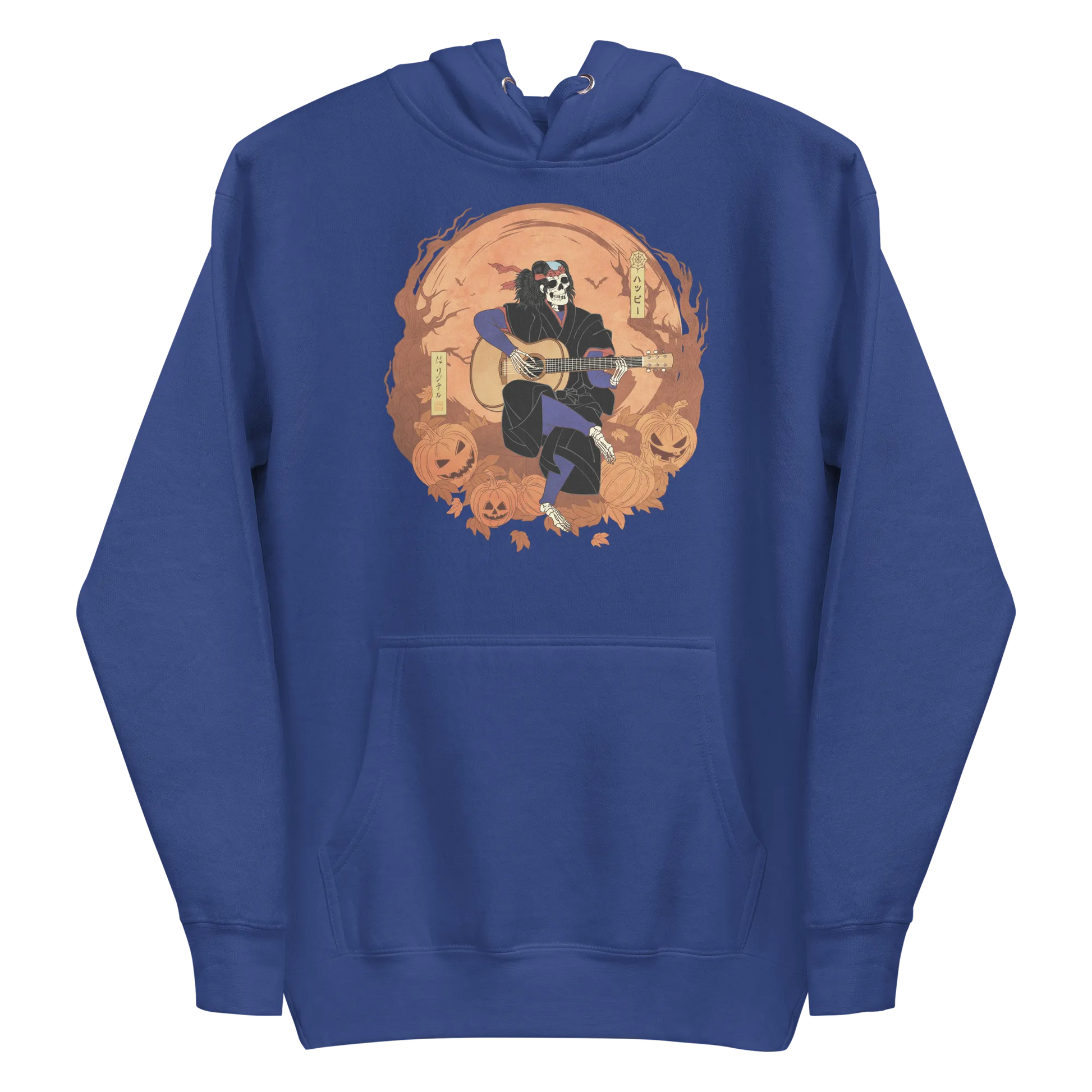 Halloween Skeleton Play Guitar Japanese Ukiyo-e Unisex Hoodie - Team Royal / S