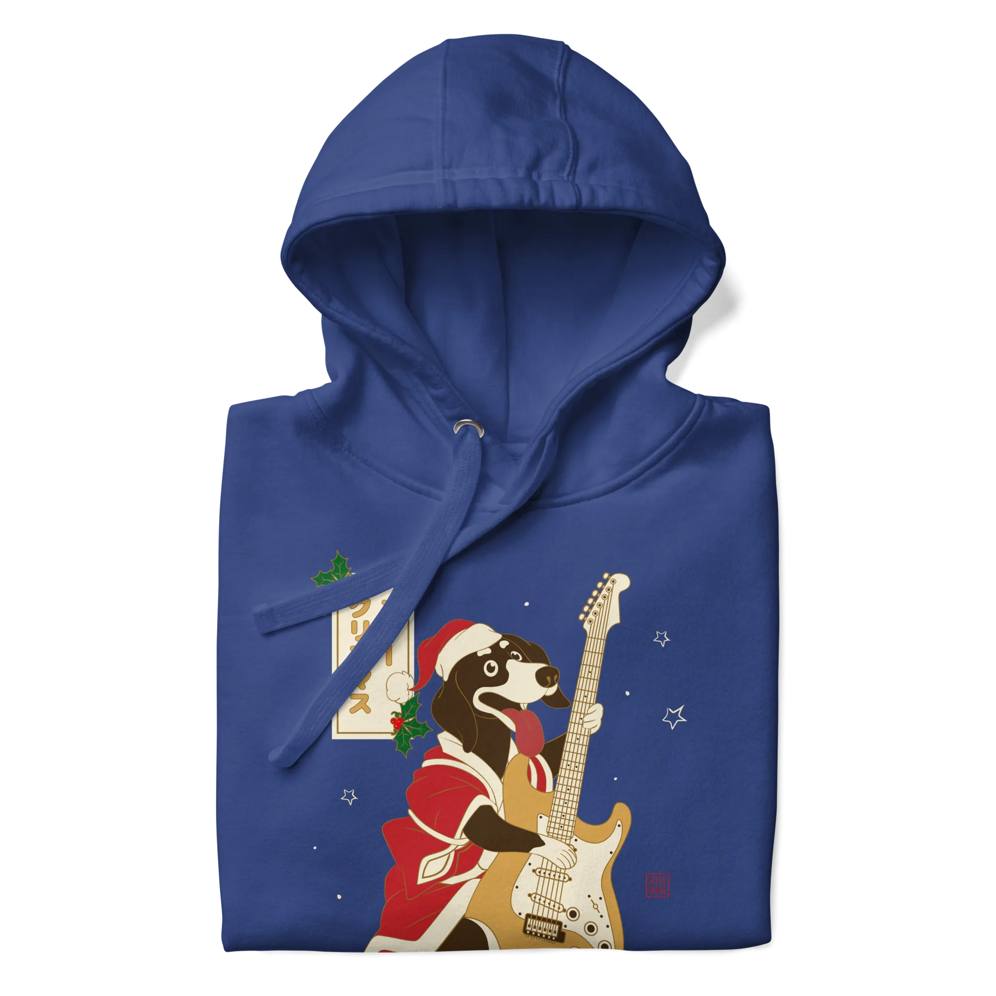 Dachshund Play Guitar Christmas Japanese Ukiyo-e Unisex Hoodie -