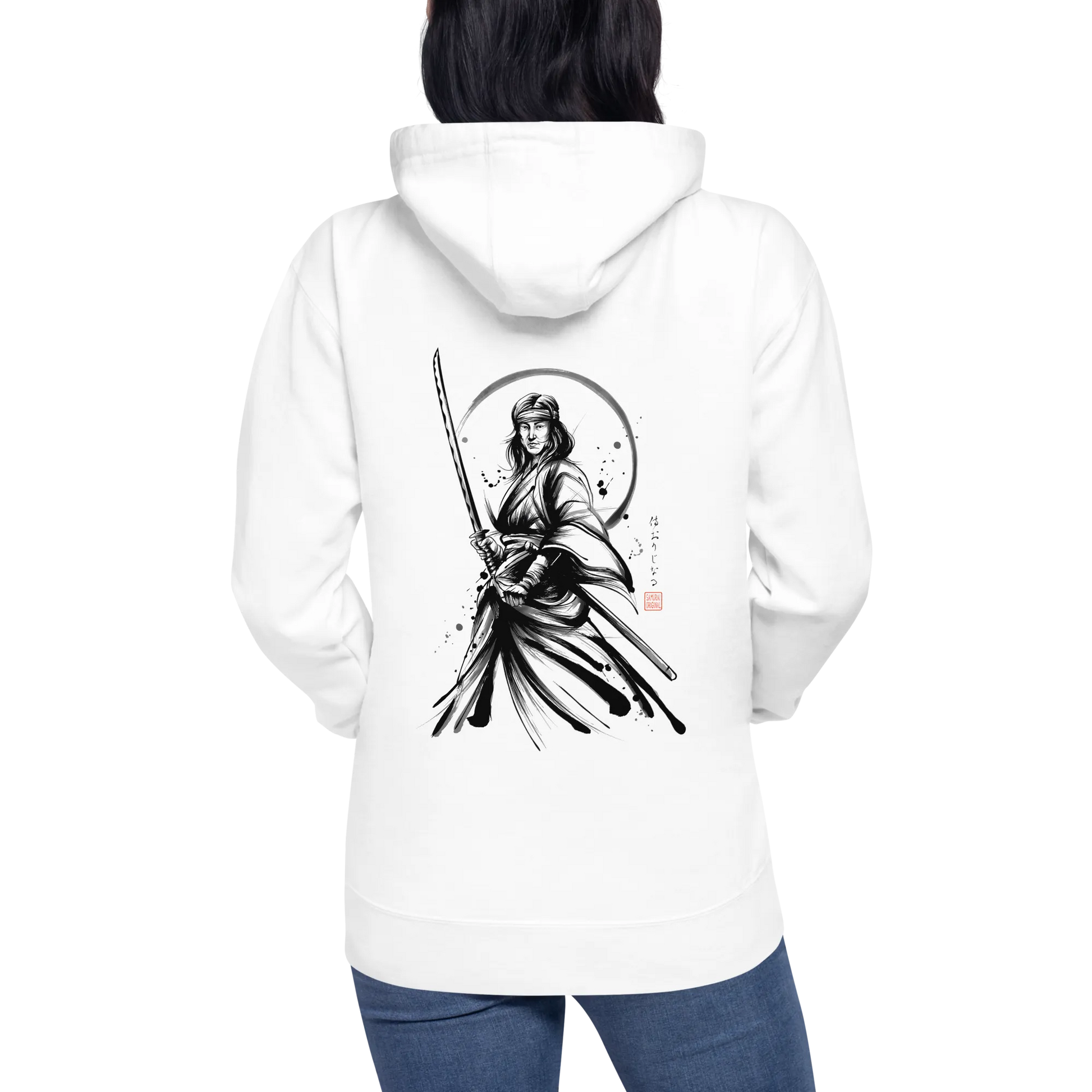 Female Samurai Sumi-e Japanese Ink Unisex Hoodie -