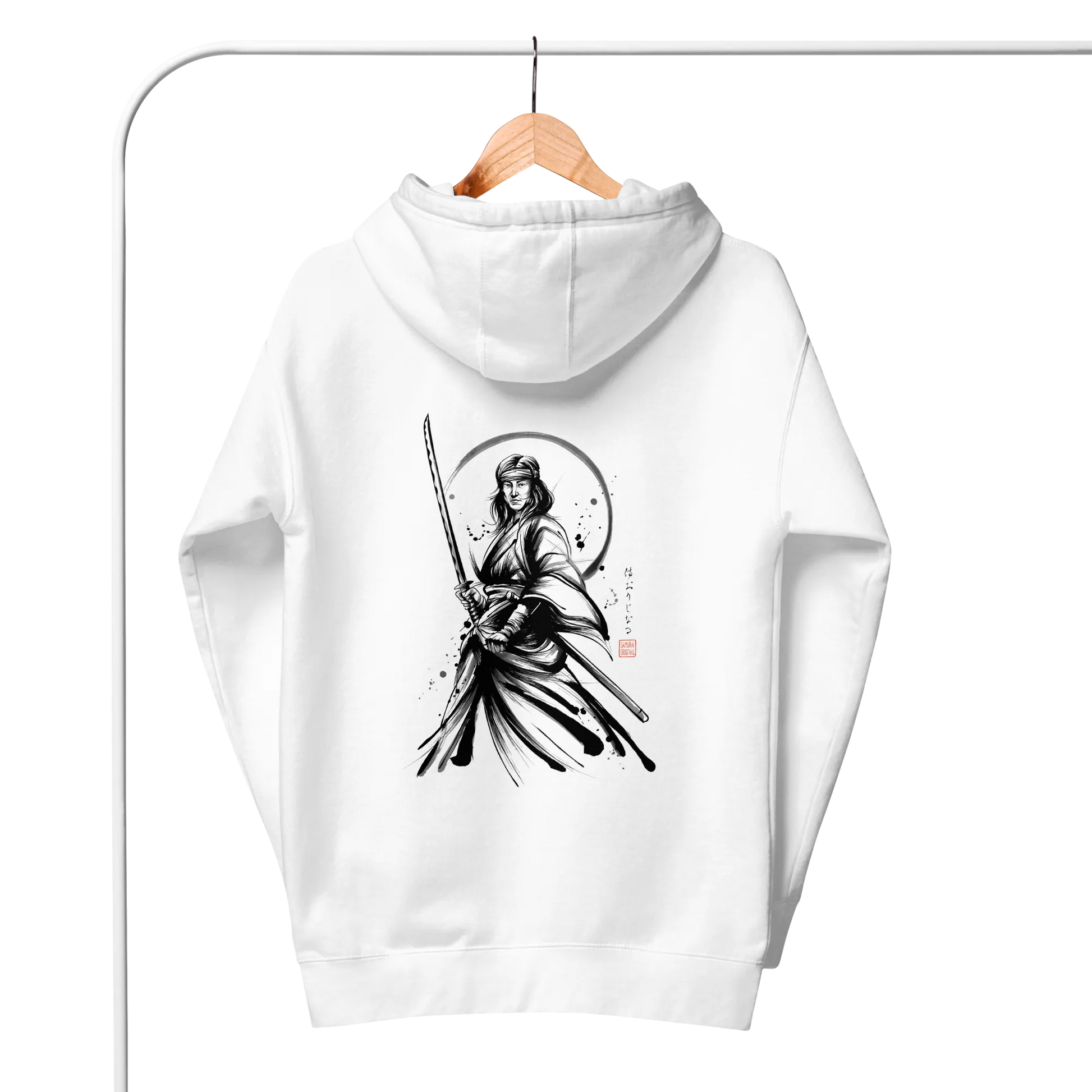 Female Samurai Sumi-e Japanese Ink Unisex Hoodie -