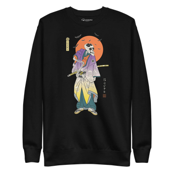 Halloween Samurai Skeleton Japanese Ukiyo-e Unisex Premium Sweatshirt - Black / S